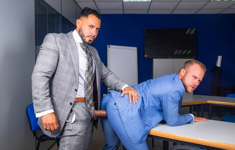 Attractive dude Malek Tobias and hot guy Viktor Rom in hot ass bang