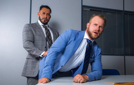 Attractive dude Malek Tobias and hot guy Viktor Rom in hot ass bang