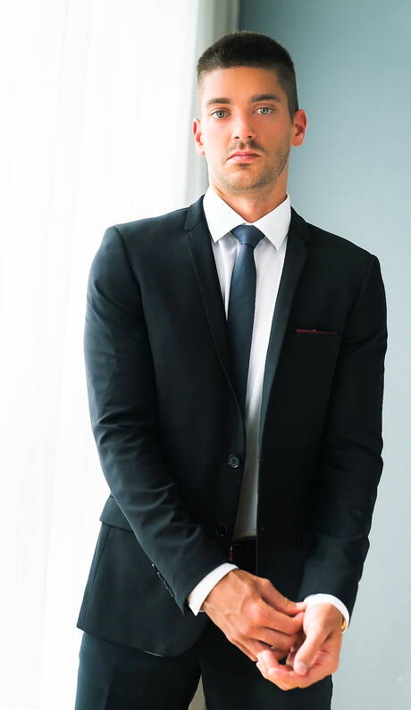 Hunk Raphael Louis posing naked and showing tight ass