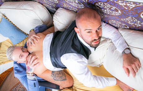 Hunky guy Bruno Max and hunky guy Manuel Scalco have a hot couple sex outdoor