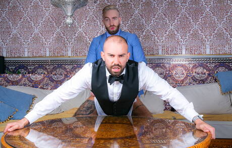 Hunky guy Bruno Max and hunky guy Manuel Scalco have a hot couple sex outdoor