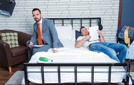 English tough guy Dolan Wolf and italian muscular Marco Rubi likes to be tied