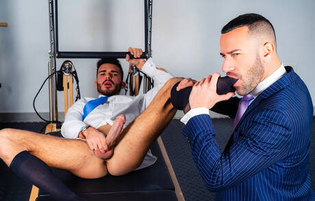 Beefy Gustavo Cruz and stud Pol Prince fuck ass after sucking dick