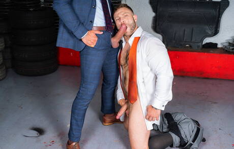Spanish muscular Diego Reyes and portuguese mature bear Sir Peter fuck ass after sucking