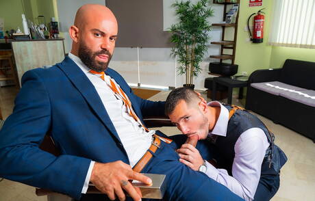 Husky guy Bruno Max and hunk Ricky Hard sucking and fucking each other