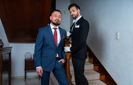 Husky guy Cristian Sam and hunk Javi Gray in hot ass fuck action