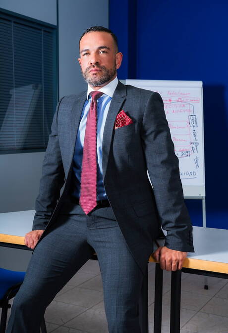 Attractive guy John Rodriguez and beautiful dude Nicholas Bardem in hard anal sex