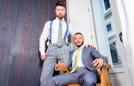 Hengst Drew Dixon und Superhengst John Brachalli ficken nach dem Blowjob