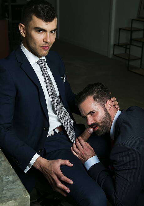 Brazilian husky guy Alexander Muller and spanish hot bear Dani Robles in dick sucking scene