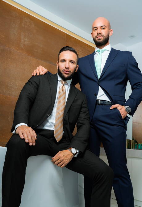 Husky guy Bruno Max and beefy Donato Reyes have a good anal sex in bathroom