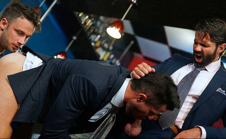 Sexy boys Damon Heart, Dani Robles and Kris De Fabio in hot threesome ass bang