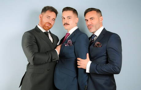 Nasty boys Austin Sugar, Jonas Jackson and Manuel Skye drilling an ass in bathroom