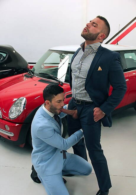 Latino well-built Andy Star and spanish strong bull Diego Reyes make a love