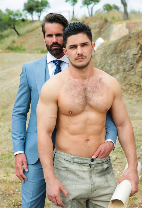 Men At Play: Spanish hairy bear Dani Robles and russian hunk Dato Foland in hot anal sex outside