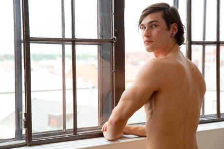 Tough guy Mikey Keller posing nude and showing nice ass