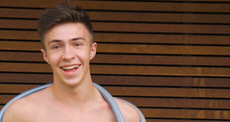 Tough guy Cristiano Cruzo playing with cock outside