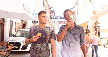 Belami Online: Hot czech guys twink Tom Houston and beefcake Torsten Ullman have anal sex in shower