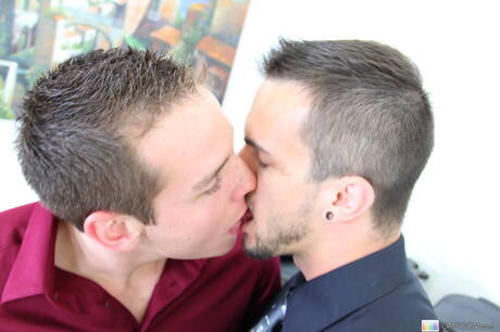 Amerikaanse, gespierde Dylan Roberts neukt in de keuken na het zuigen