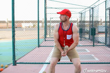 Men Pov: American hunky guy Adam Herst and strongman Rickey Silver banged each other outdoor