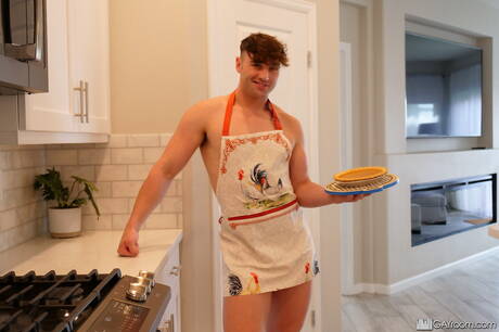 British beefy Michael Boston and black stud Dillon Diaz have interracial anal sex in kitchen