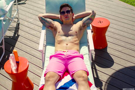 Hot americans, superstud Dakota Payne and beefcake Devin Franco have anal sex in the pool