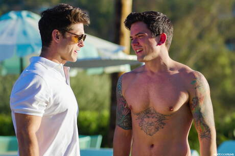 Hot americans, superstud Dakota Payne and beefcake Devin Franco have anal sex in the pool