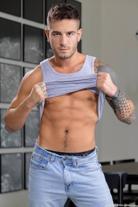 Amerikaanse hengst Devin Franco en superstud Alex Ink neuken elkaars kont na een pijpbeurt buiten