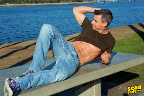 Beefcake Daniel and strongman Cole in hot anal sex outside