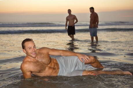 Nasty boys Dean, Cory Kane and Randy have 3some anal sex on beach