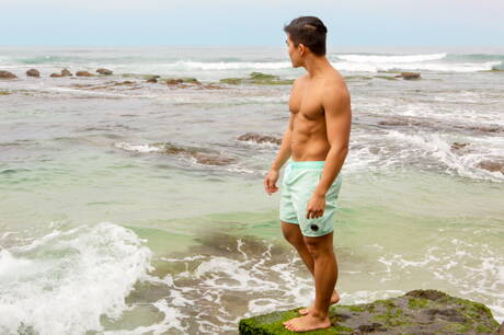 Asian hunk Benjamin undressing and showing nice ass after beach walking