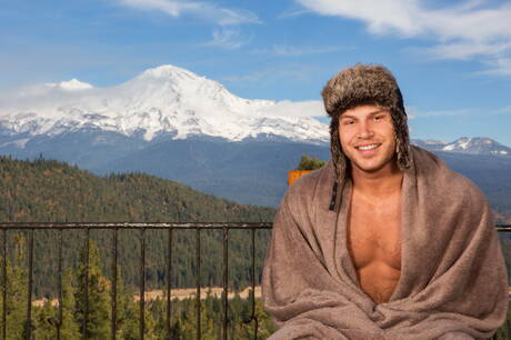 Tanner, Joey, Brodie, Lane, Rowan in male gangbang outside