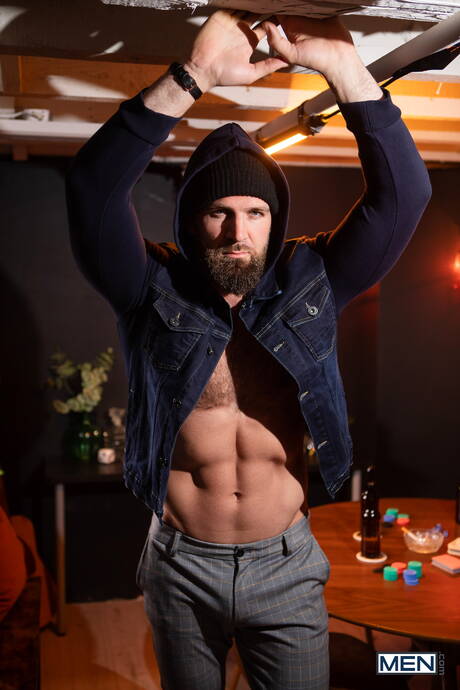 Men: American bull Chuck Conrad and  Zack Mackay have a good interracial anal sex