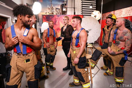 Pride Studios: Sean Duran Jake Jackson Tony Genius Kyle Fletcher Bruce Jones Lucca Mazzi and Trent Marx in firemen gangbang