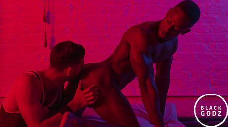 Black Godz: Superstud Argos and black husky guy Liam Cyber in hard interracial anal sex