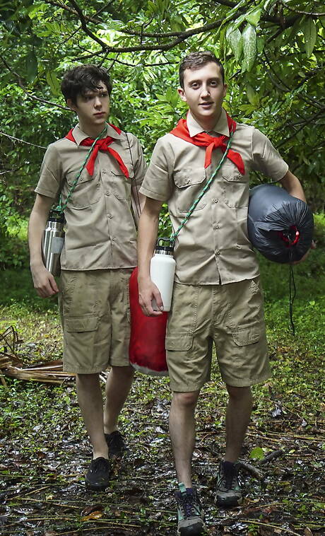 Sexy americans, twink Dakota Lovell and young boy Jack Andram sucking and fucking each other outside