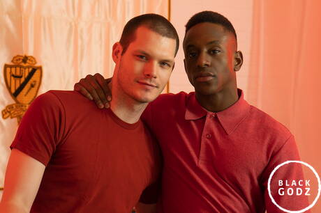 Ebony husky guy Liam Cyber and well-built Penn in interracial love