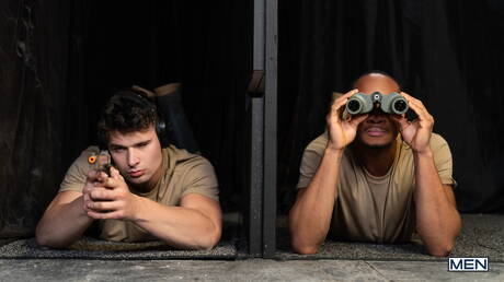 Sexy boys Trent King, Malik Delgaty and Braxton Cruz in hot interracial threesome anal sex