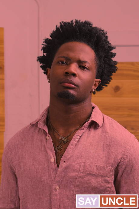 Black Godz: British beefcake Michael Boston and black hunky guy Bama Romello jack off with dildo