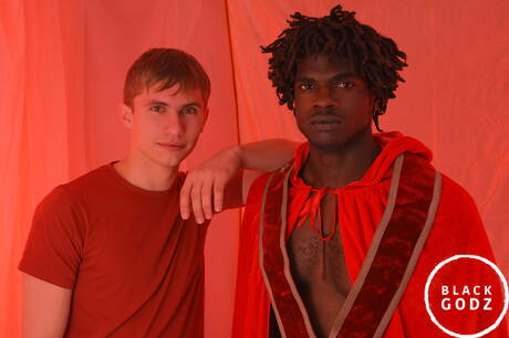 Black Godz: American pornstars hunk Devin Trez and twink Darron Bluu in hard interracial anal sex