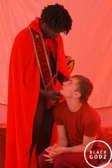 American pornstars hunk Devin Trez and twink Darron Bluu in hard interracial anal sex