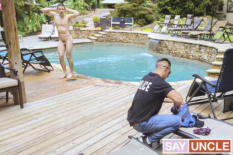 Sexy americans, hunk Jax Thirio and beefcake Aiden Asher in hot homosexual action at pool