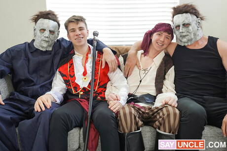 Pierce, Adam, Andrew, Johnny Hill in wild gangbang in the kitchen