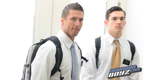 Missionary Boys: American muscular Rod Peterson and strongman Elder Hardt posing nude and showing ass