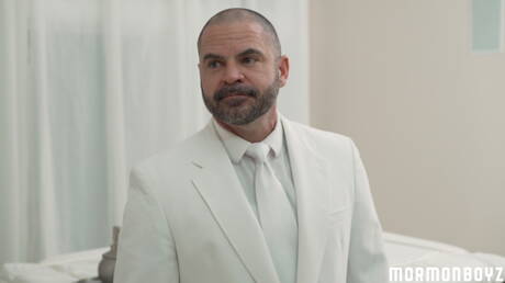 Missionary Boys: Pretty american boys husky guy Brandon Moore and gay bear Bishop Angus fuck ass after blowjob