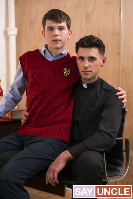 Beautiful dude Dakota Lovell and gorgeous guy Father Gallo in butt spanking