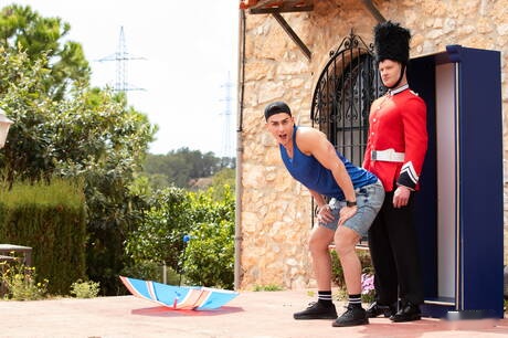 Sensual boy Thomas Johnson and beautiful boy Cole sucking and screwing each other outdoor