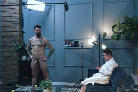 Hot americans, hairy bear Alpha Wolfe and hunky guy Grant Ducati fuck ass after sucking cock