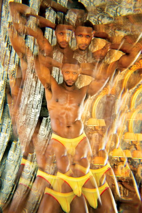 Spanish bear Dani Robles and black beefy Andre Donovan in black on white sex outdoor