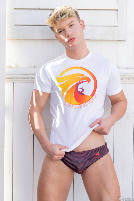 Falcon Studios: Irish husky guy Dean Young and superstud Mr. Deep Voice in hard anal sex at pool