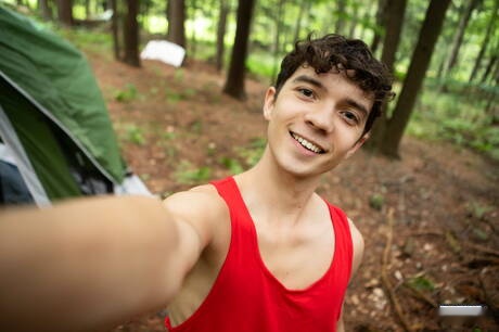 American pornstars strong bull Chuck Conrad and young Sam Ledger sucking and screwing each other outside